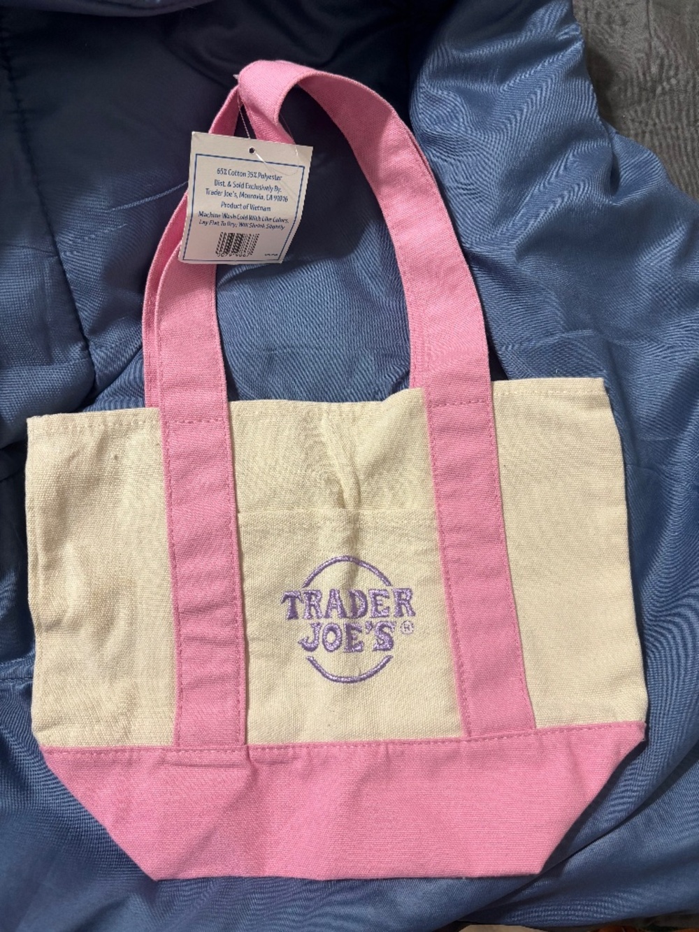 Pink Trader Joe's mini tote